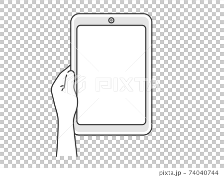 片手でタブレットpcを持つイラストのイラスト素材