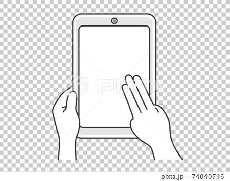 タブレットpcを指で操作するイラストのイラスト素材