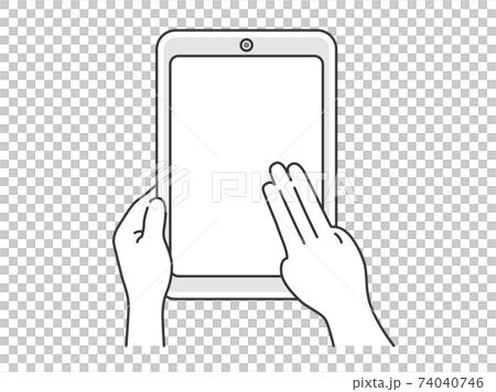 タブレットpcを指で操作するイラストのイラスト素材