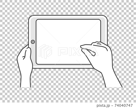 タブレットPCを指で操作するイラスト タブレットPCを指で操作するイラスト 74040747