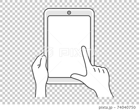 Illustration of operating a tablet PC with a finger 74040750
