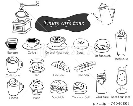 Cafe icon drink food simple line 74040805
