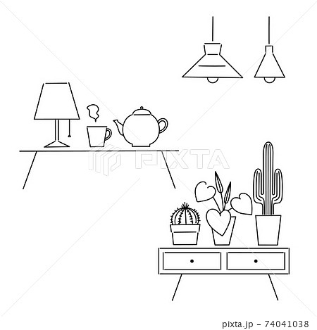 インテリア雑貨 イラストセットのイラスト素材