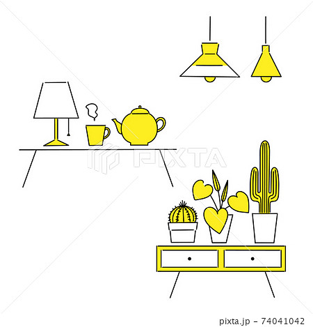 インテリア雑貨 イラストセットのイラスト素材