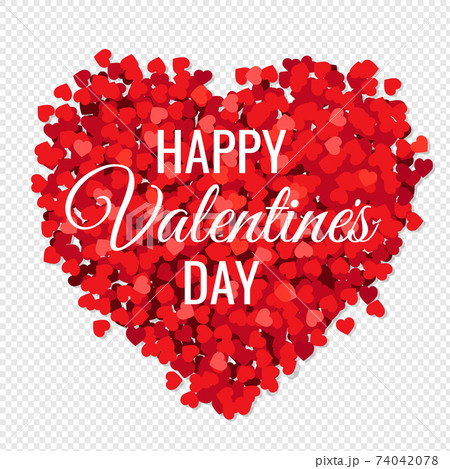 Valentines Day Poster With Red Hearts Transparent Background 74042078