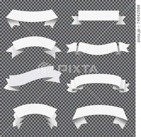 Big Set White Ribbon Grey Transparent Background 74042098