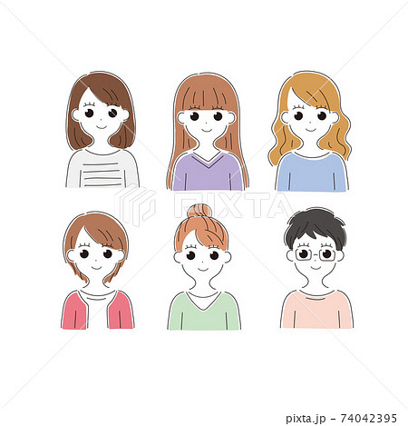 女性の顔アイコン 74042395