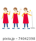 エプロンの女性（セット、全身） 74042398
