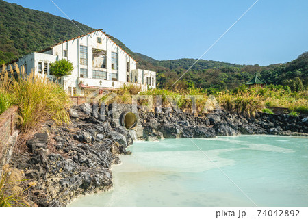 chiehshou hall and hot spring pond in taipei, taiwan. translation: chiehshou hall 74042892