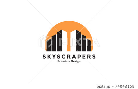 skyscraper or building city with sunset logo symbol icon vector graphic design illustration 74043159