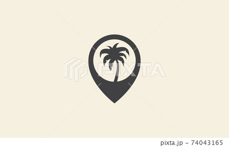 coconut tree with map pin location logo symbol icon vector graphic design illustration 74043165