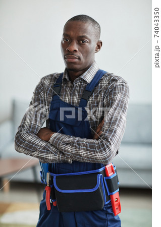 Portrait of African American Handyman 74043350