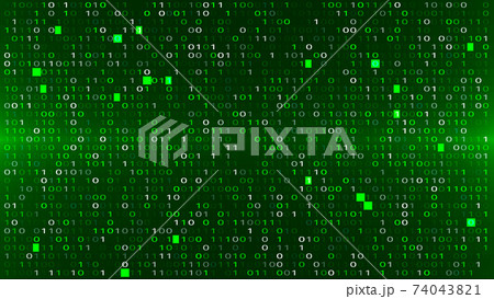 Abstract Green Background with Binary Code. Malware, or Hack Attack Concept 74043821