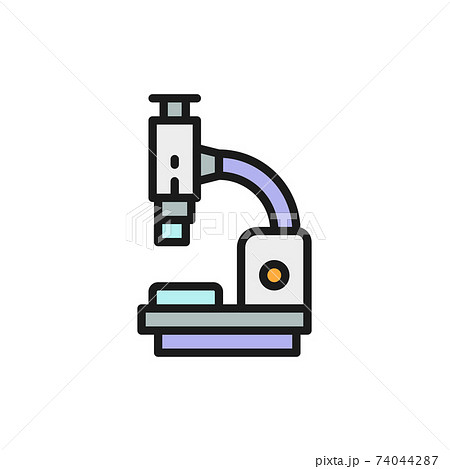 Microscope, medical equipment, lab research flat color line icon. 74044287