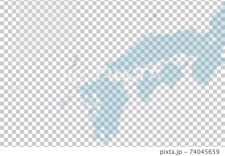 Blue dot map of western Japan and South Korea. Large size. 74045659