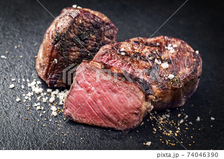 Traditional barbecue dry aged wagyu roast beef sliced Traditional barbecue dry aged wagyu roast beef sliced 74046390