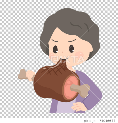 良質なたんぱく質の摂取 おばあちゃんのイラストのイラスト素材