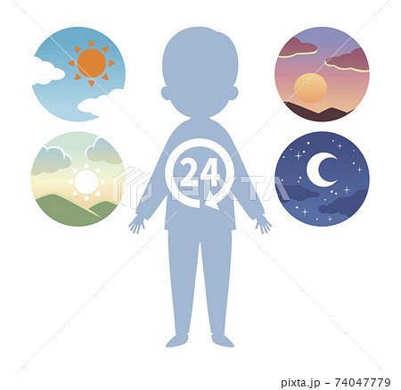 24時間サイクルの体内時計 74047779