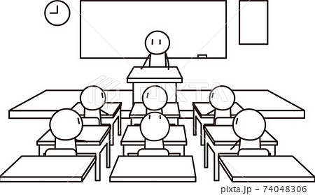 学校の教室の風景ベクターイラスト性別無しのイラスト素材