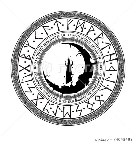 Abstract circle runic moon symbol Abstract circle runic moon symbol 74048498