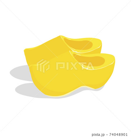 Typical dutch wooden clogs (klompen) vector stock illustration. Traditional old wooden shoes of the inhabitants of the Netherlands are a souvenir for tourists. Isolated on a white background Typical dutch wooden clogs (klompen) vector stock illustration. Traditional old wooden shoes of the inhabitants of the Netherlands are a souvenir for tourists. Isolated on a white background 74048901