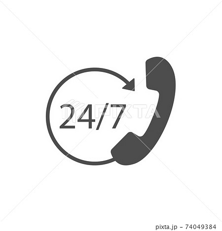 24 hours 7 days icon. Time clock icon vector illustration. Flat design. 24 hours 7 days icon. Time clock icon vector illustration. Flat design. 74049384