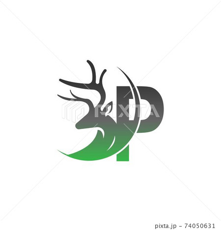 Letter P icon logo with deer illustration design 74050631