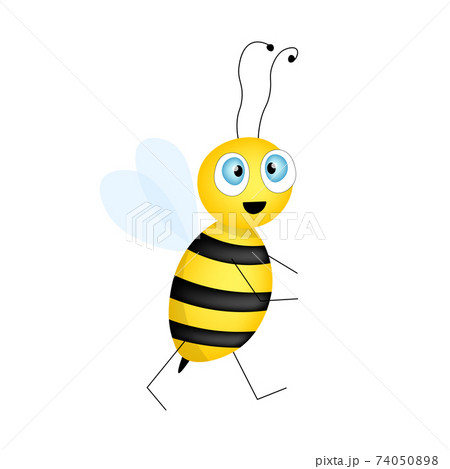 Cartoon cute bee mascot. A surprised bee flies. Small wasp. Vector character. Insect icon. Template design for invitation, cards, wallpaper, kindergarten. Doodle style. Cartoon cute bee mascot. A surprised bee flies. Small wasp. Vector character. Insect icon. Template design for invitation, cards, wallpaper, kindergarten. Doodle style. 74050898