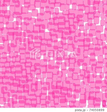 Abstract pink squares on white background. Seamless pattern with geometric print for wallpaper, web page, textures, card, postcard, faric, textile. Stylish ornament. Decorative vector illustration. 74050899
