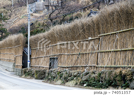 石川県 冬 輪島市 上大沢町 間垣の里 石川県 冬 輪島市 上大沢町 間垣の里 74051357