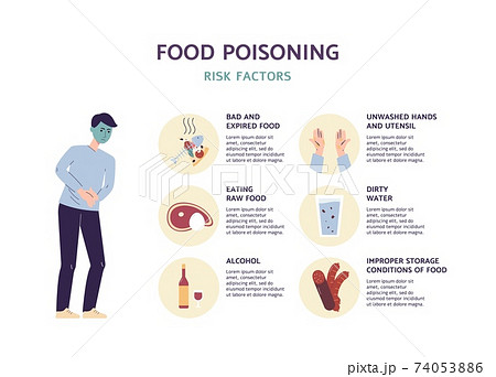 Factors and causes of food poisoning infographic flat vector illustration. 74053886