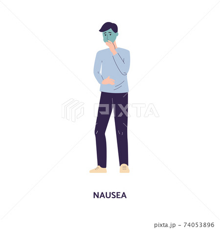 Man suffers from nausea - food poisoning symptom - due to intoxication of body Man suffers from nausea - food poisoning symptom - due to intoxication of body 74053896