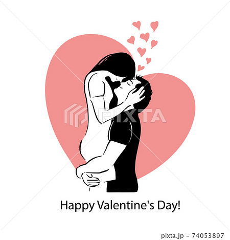 Lovers hug. Happy Valentine's Day. T-shirt print. Vector illustration Lovers hug. Happy Valentine's Day. T-shirt print. Vector illustration 74053897