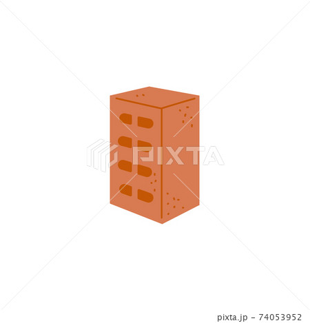 Cartoon icon of single construction brick flat vector illustration isolated. 74053952