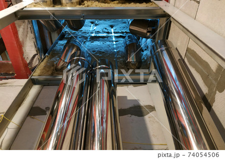 Wiring and installation of a chimney in a newly built house. Wiring and installation of a chimney in a newly built house. 74054506