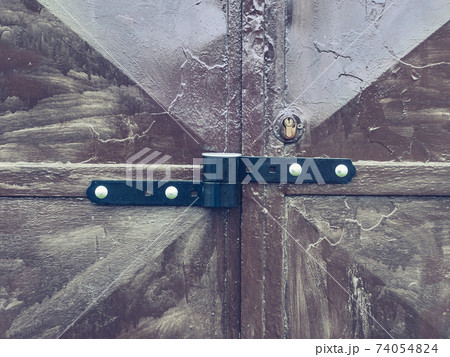 Safety hatch with lock housing and security lock insert on a closed  door 74054824