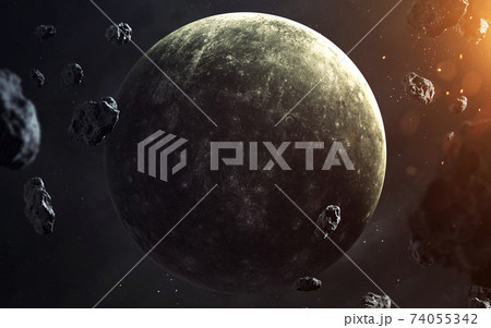 Mercury. Planets of solar system visualisation. Elements of this image furnished by NASA Mercury. Planets of solar system visualisation. Elements of this image furnished by NASA 74055342