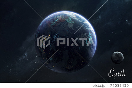 Earth. Awesome quality planets of solar system. Perfect science image in 5K. Elements of this image furnished by NASA 74055439