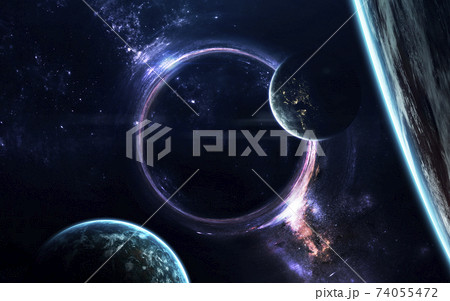 Black hole. Science fiction wallpaper. Elements of this image furnished by NASA Black hole. Science fiction wallpaper. Elements of this image furnished by NASA 74055472