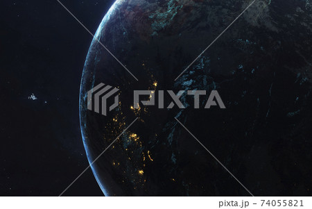 Earth. Deep space image, science fiction fantasy in high resolution ideal for wallpaper and print. Elements of this image furnished by NASA 74055821