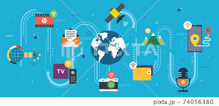 Internet of things, interconnected smart devices. Internet of things, interconnected smart devices. 74056380