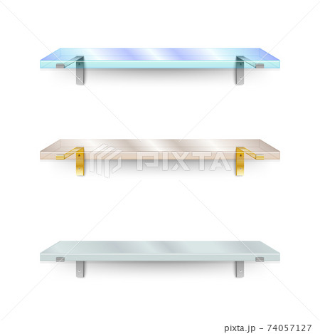 Set of shelves. Two different glass shelves and one opaque. 74057127