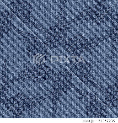 Seamless jeans background with black floral pattern. Seamless jeans background with black floral pattern. 74057235