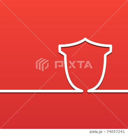 The sign the shield. Protection and Security icon on a red background. The sign the shield. Protection and Security icon on a red background. 74057241