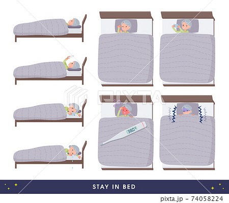 flat type Purple clothes grandma_stay-in-bed 74058224