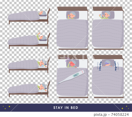flat type Purple clothes grandma_stay-in-bed 74058224