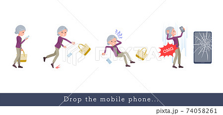 flat type Purple clothes grandma_Drop-the-mobile flat type Purple clothes grandma_Drop-the-mobile 74058261