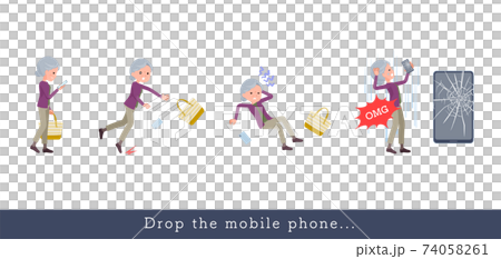 flat type Purple clothes grandma_Drop-the-mobile flat type Purple clothes grandma_Drop-the-mobile 74058261