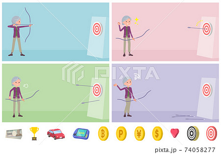 flat type Purple clothes grandma_Bow-and-arrow 74058277