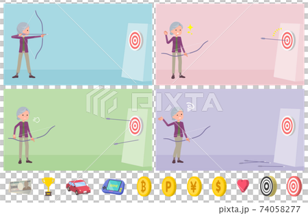 flat type Purple clothes grandma_Bow-and-arrow 74058277